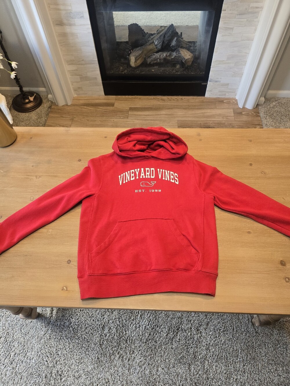 Vineyard Vines Boys Logo Pullover Hoodie Red Size M 12/14